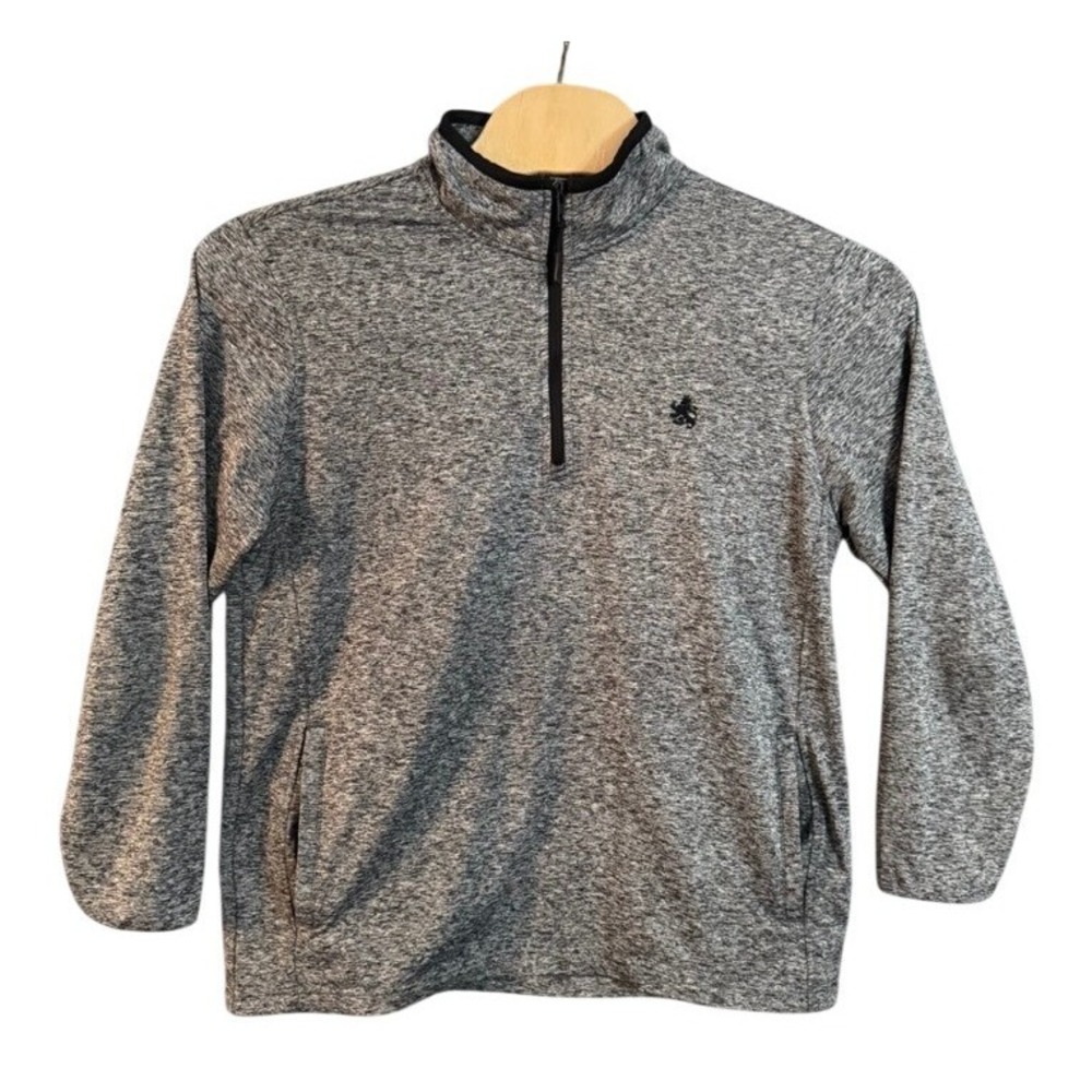 Rugby University Mens Large Gray Space Dye Quarter Zip Extreme Stretch Pullover